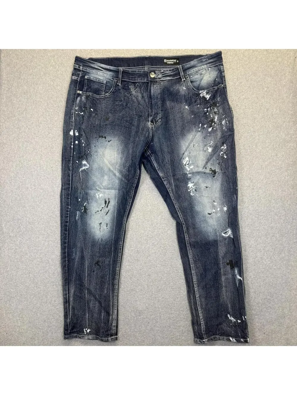 Southpole Men's Size 44 Stretch Distressed Pain Splatter Straight Leg Jeans